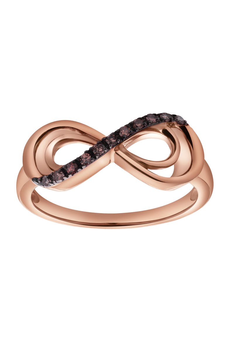 LuvMyJewelry Linora Sterling Silver 0.08 Ct Natural Diamond Infinity Ring, Alternate, color, Pink Rhodium Sterling Silver