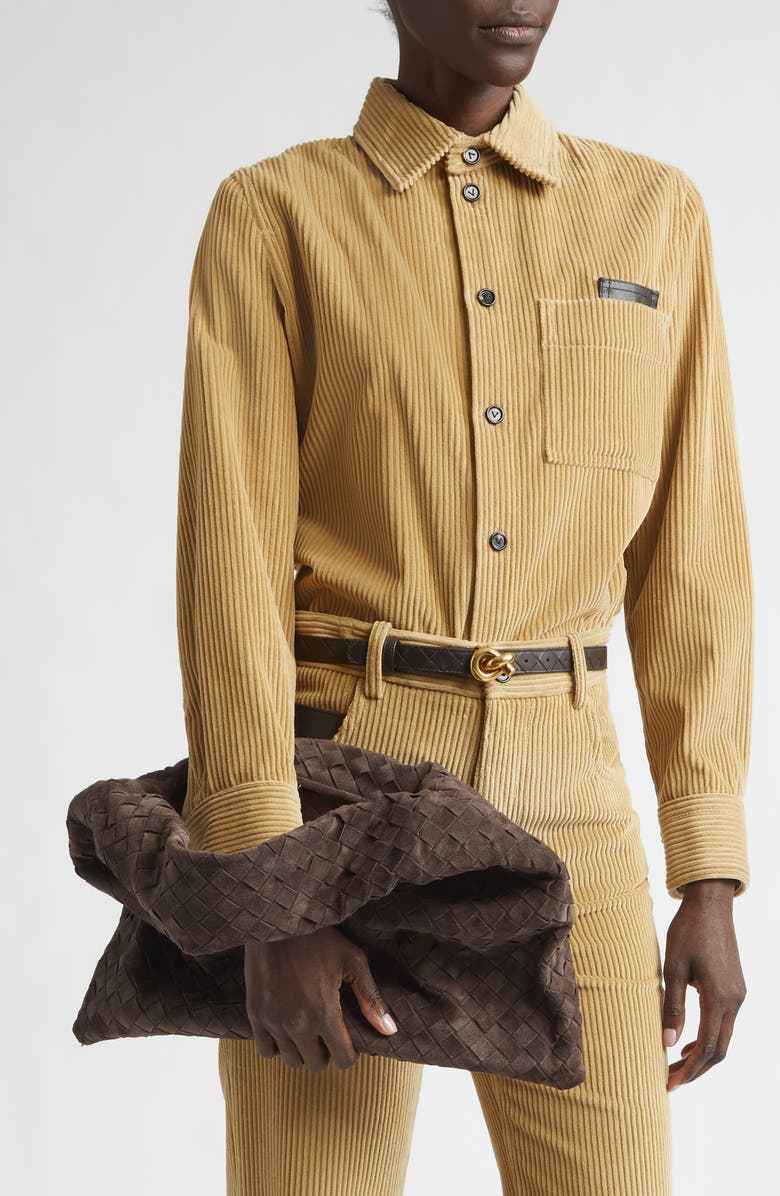 Bottega Veneta Large Hop Intrecciato Suede Hobo Bag, Alternate, color, 2190 Fondant-M Brass