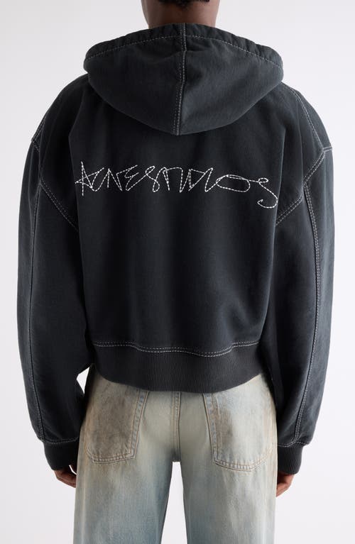 Acne Studios Foscar U Autograph Logo Embroidered Zip Hoodie In Black