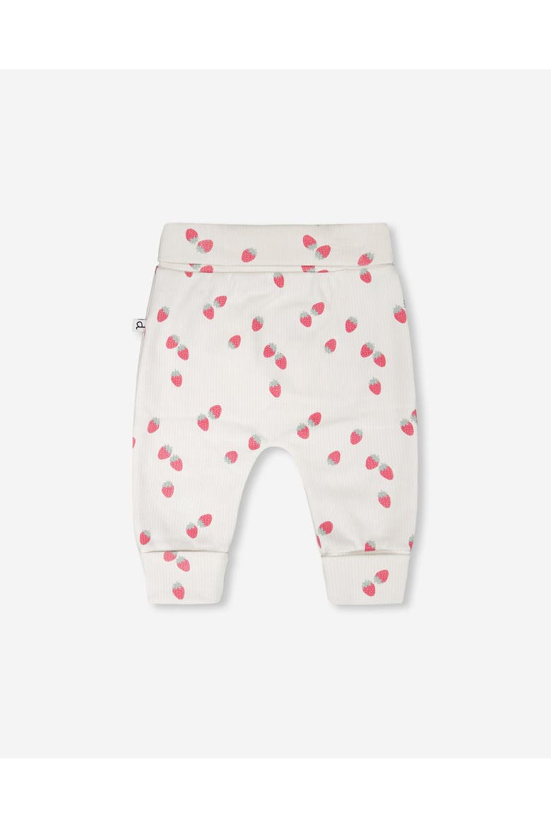Cotton Jersey Evolutive Strawberries Printed Pants, Alternate, color, White Printed Strawberries