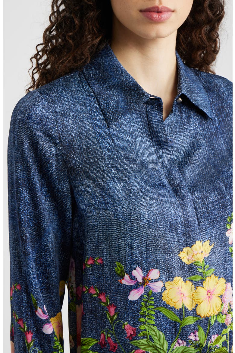 The Johanna Garden Denim Silk Blend Shirt, Alternate, color, DENIM GARDEN PRINT