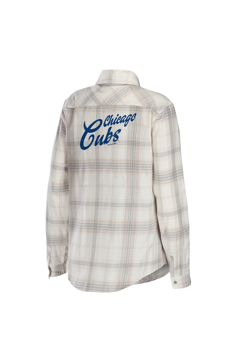 WEAR by Erin Andrews Women's WEAR by Erin Andrews Gray/Cream Chicago Cubs Flannel Button-Up Shirt, Alternate, color, Gray