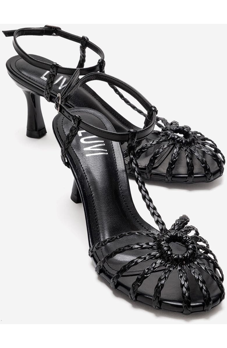 Prologue Shoes Gerald Woven Strap Stiletto Pump, Alternate, color, Black