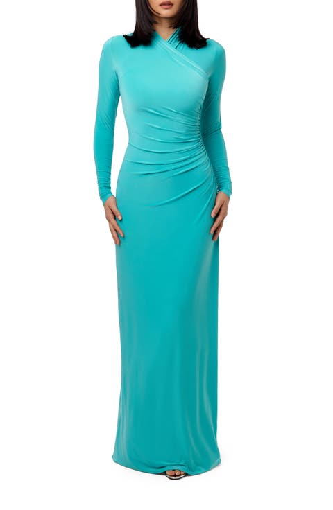 Overlay Long Sleeve Body-Con Maxi Dress