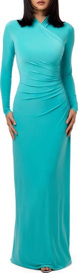 Overlay Long Sleeve Body-Con Maxi Dress