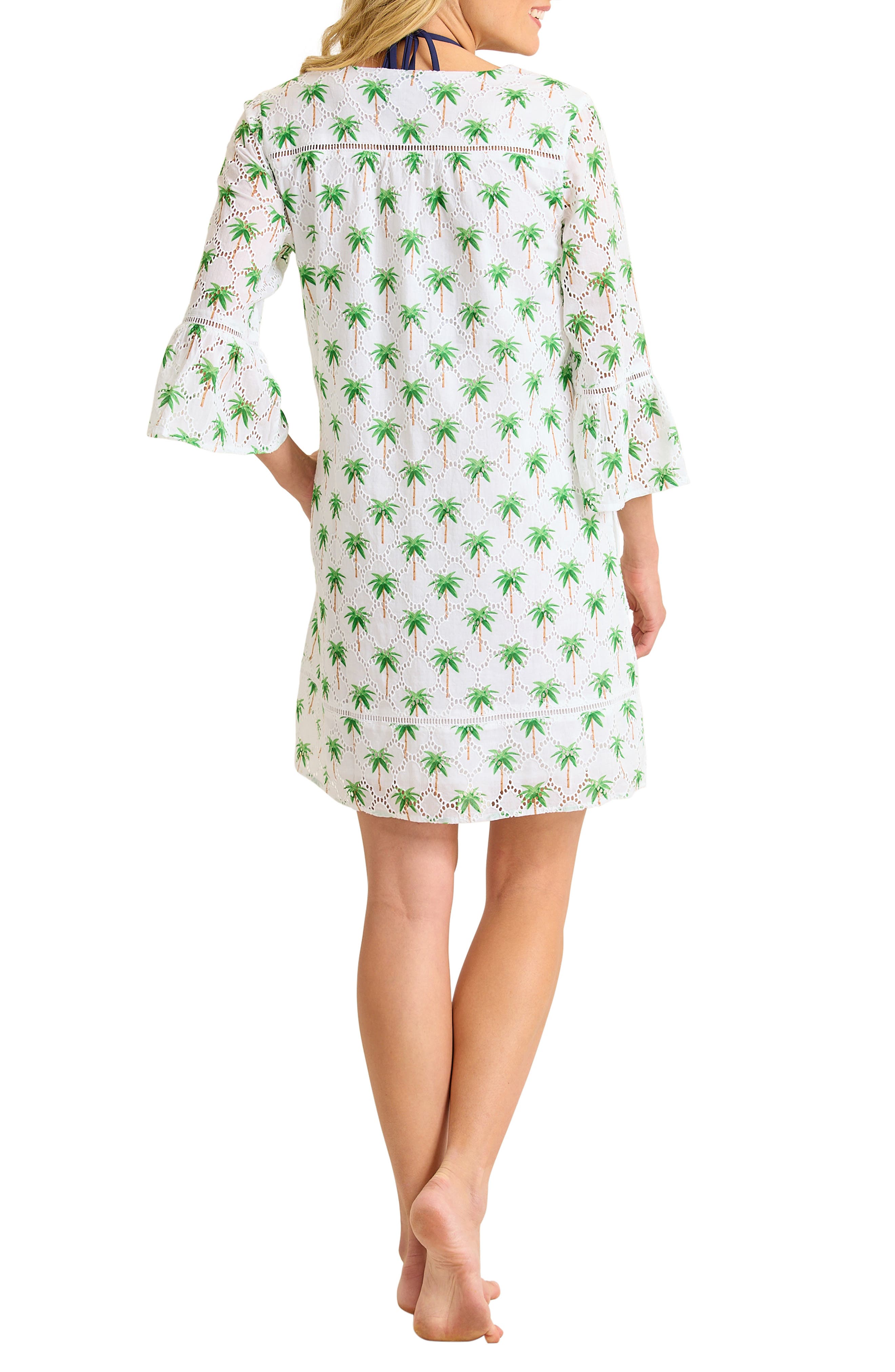 Eyelet Cove Split Neck Bell Sleeve UPF 50+ Cover-Up Dress - image 2