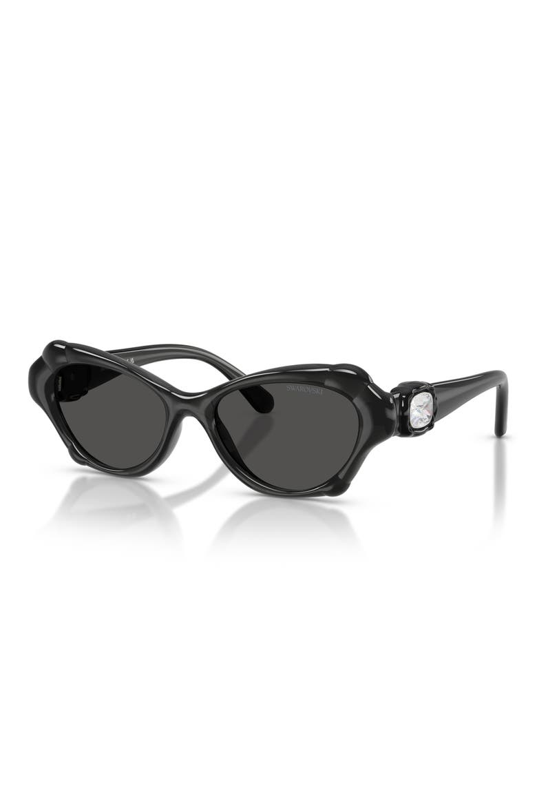 52mm Cat Eye Sunglasses, Alternate, color, DARK GREY / DARK GREY