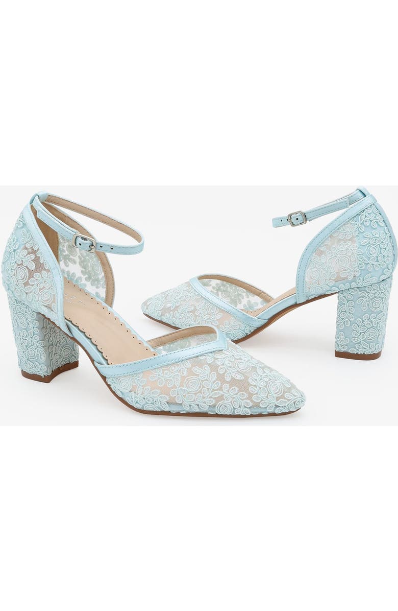 Kailee P Abby Lace Block Heel with Ankle Strap, Alternate, color, Light Blue