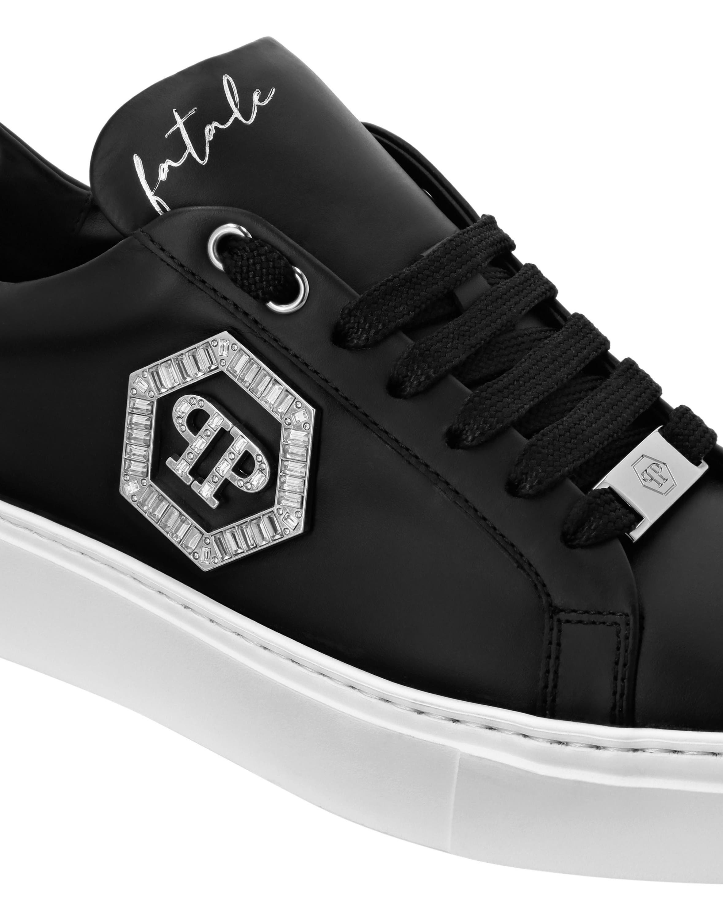 Nappa Leather Low Top Sneakers Crystal Fatale Women, Alternate, color, black