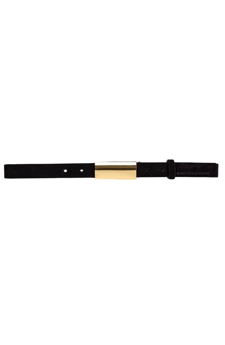 BLACK SUEDE STUDIO City Belt, Alternate, color, Black Suede / Gold