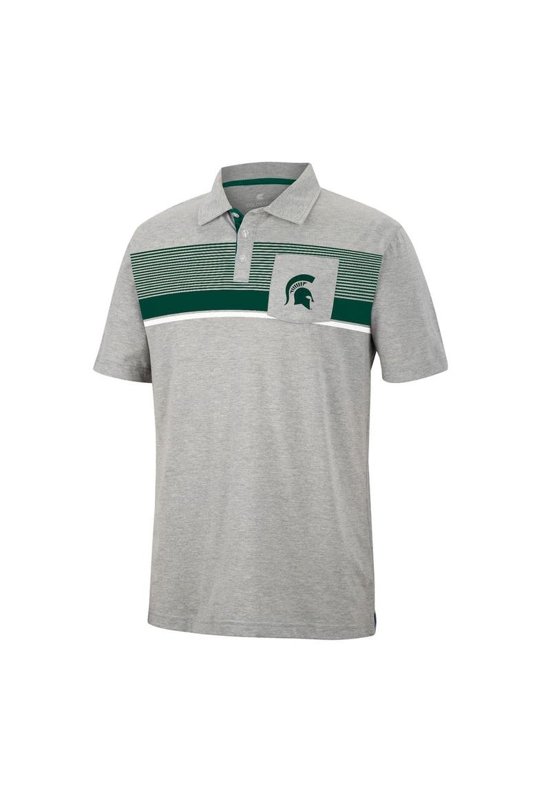 Men's Colosseum Heathered Gray Michigan State Spartans Golfer Pocket Polo, Alternate, color, Heather Gray