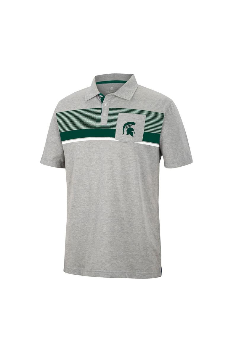 COLOSSEUM Men's Colosseum Heathered Gray Michigan State Spartans Golfer Pocket Polo, Alternate, color, 