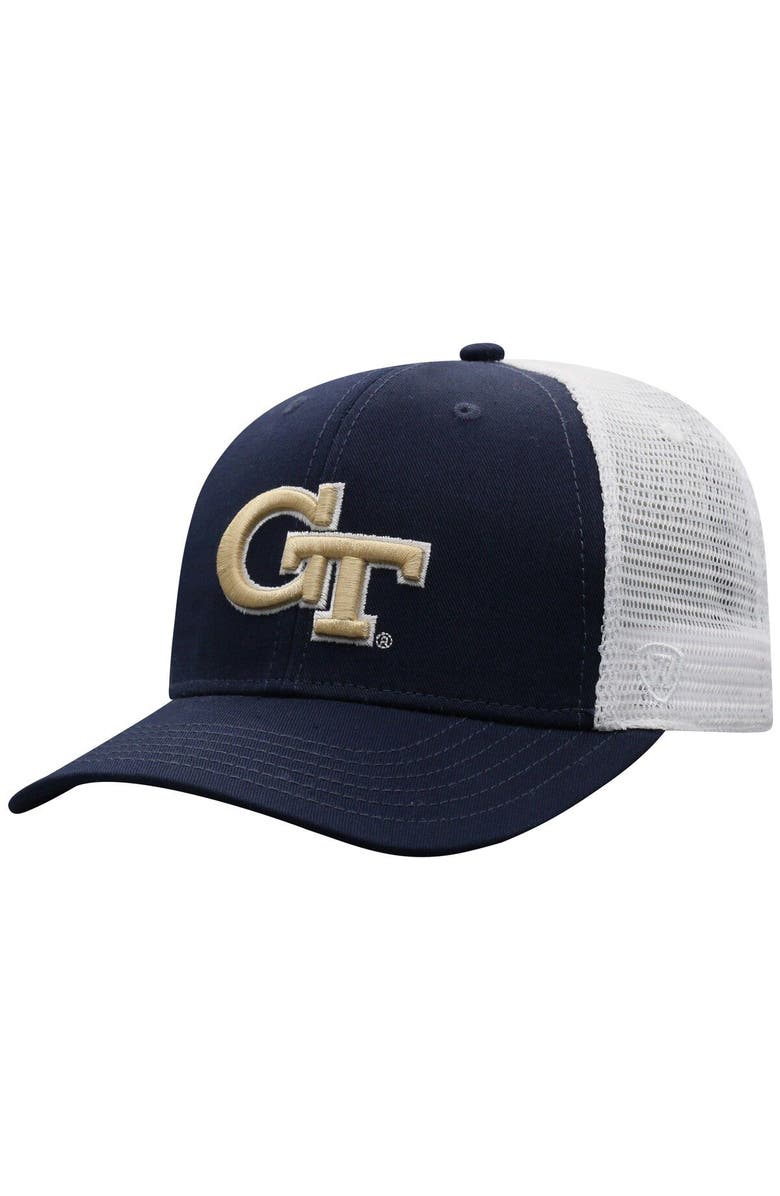 TOP OF THE WORLD Men's Top of the World Navy/White Georgia Tech Yellow Jackets Trucker Snapback Hat, Main, color, 