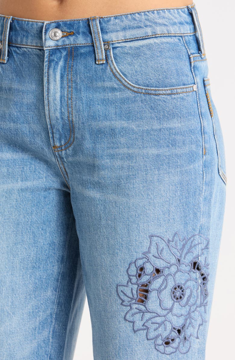 PAIGE Rylann Embroidered Eyelet Wide Leg Jeans, Alternate, color, Sail On Embroidered