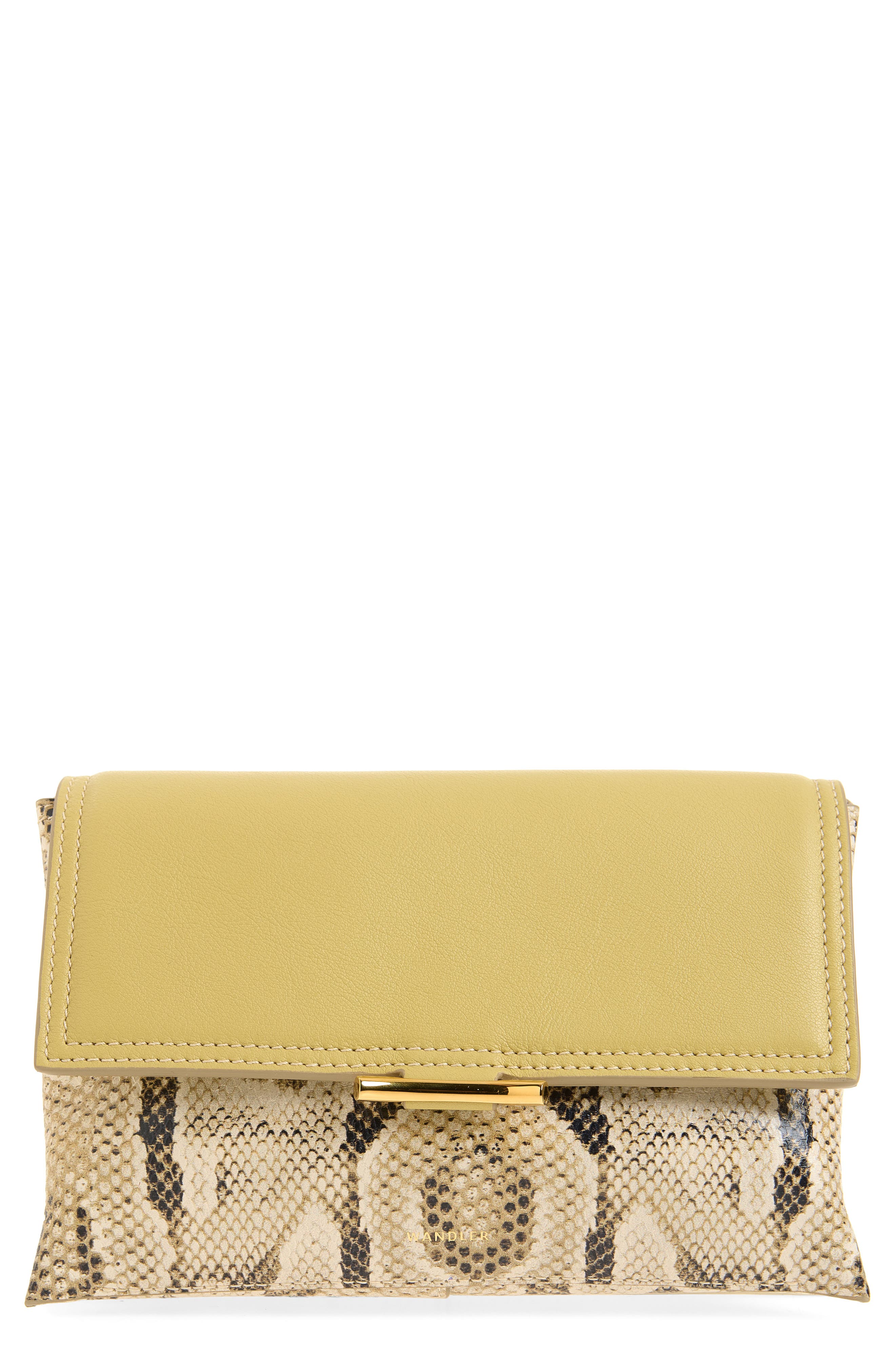 Ida Trio Colorblock Leather Clutch, Main, color, ISLAND PYTHON MIX
