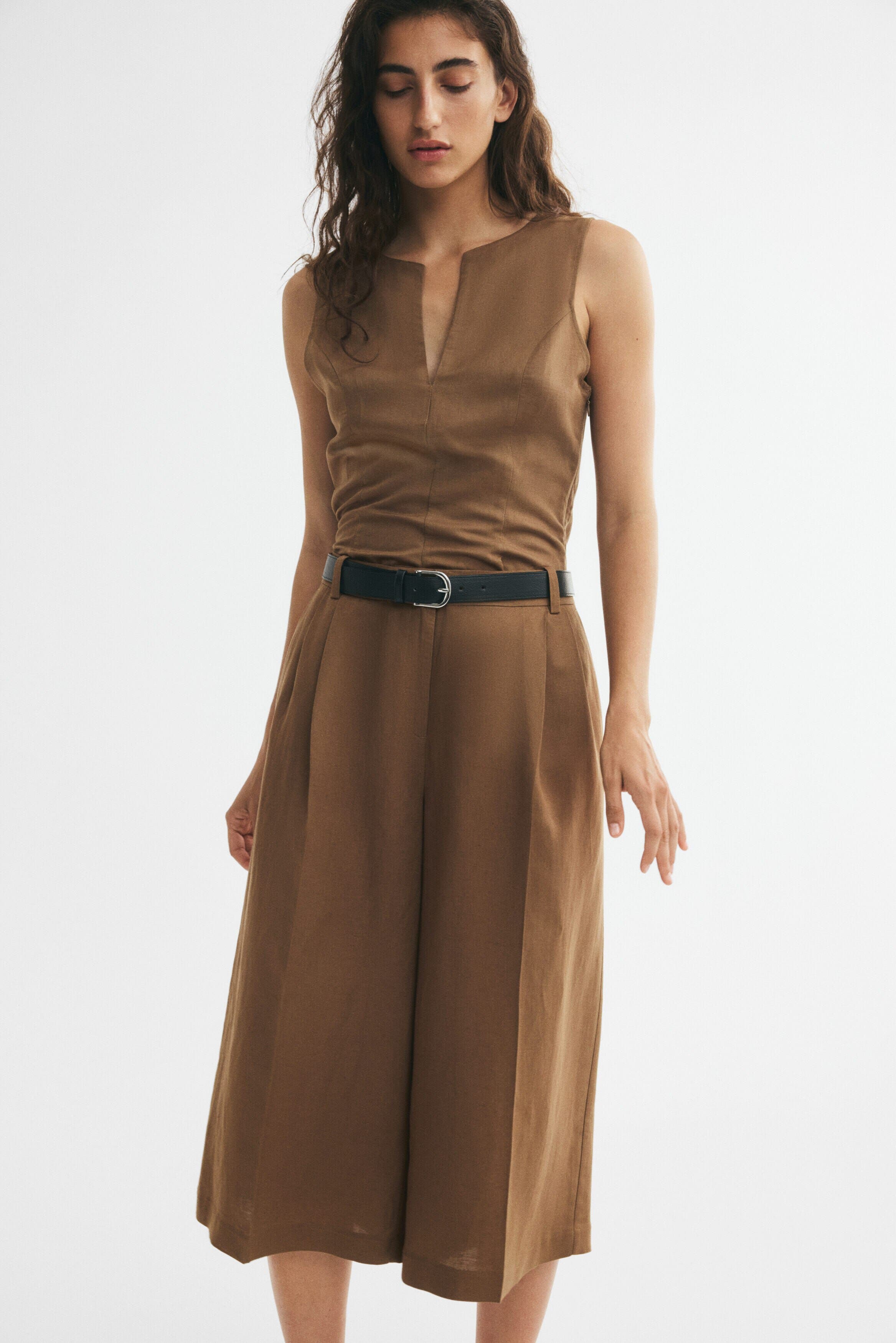 H&m Wide-leg Linen-blend Culottes In Multi