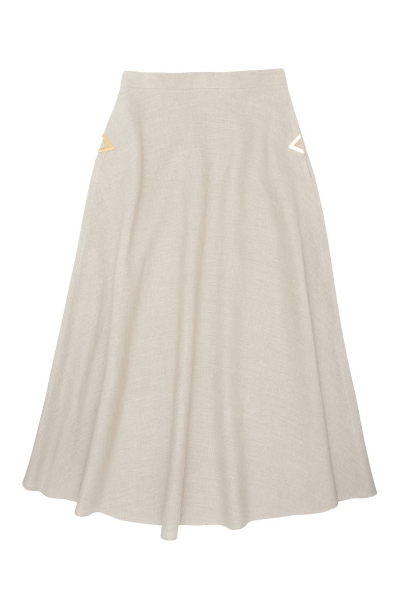 A-Line Flax Midi Skirt, Alternate, color, BEIGE GRAVEL