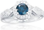 SOUZANA by Suzy Levian 14K White Gold 0.74ct Blue Diamond & 0.37cttw Diamond Ring