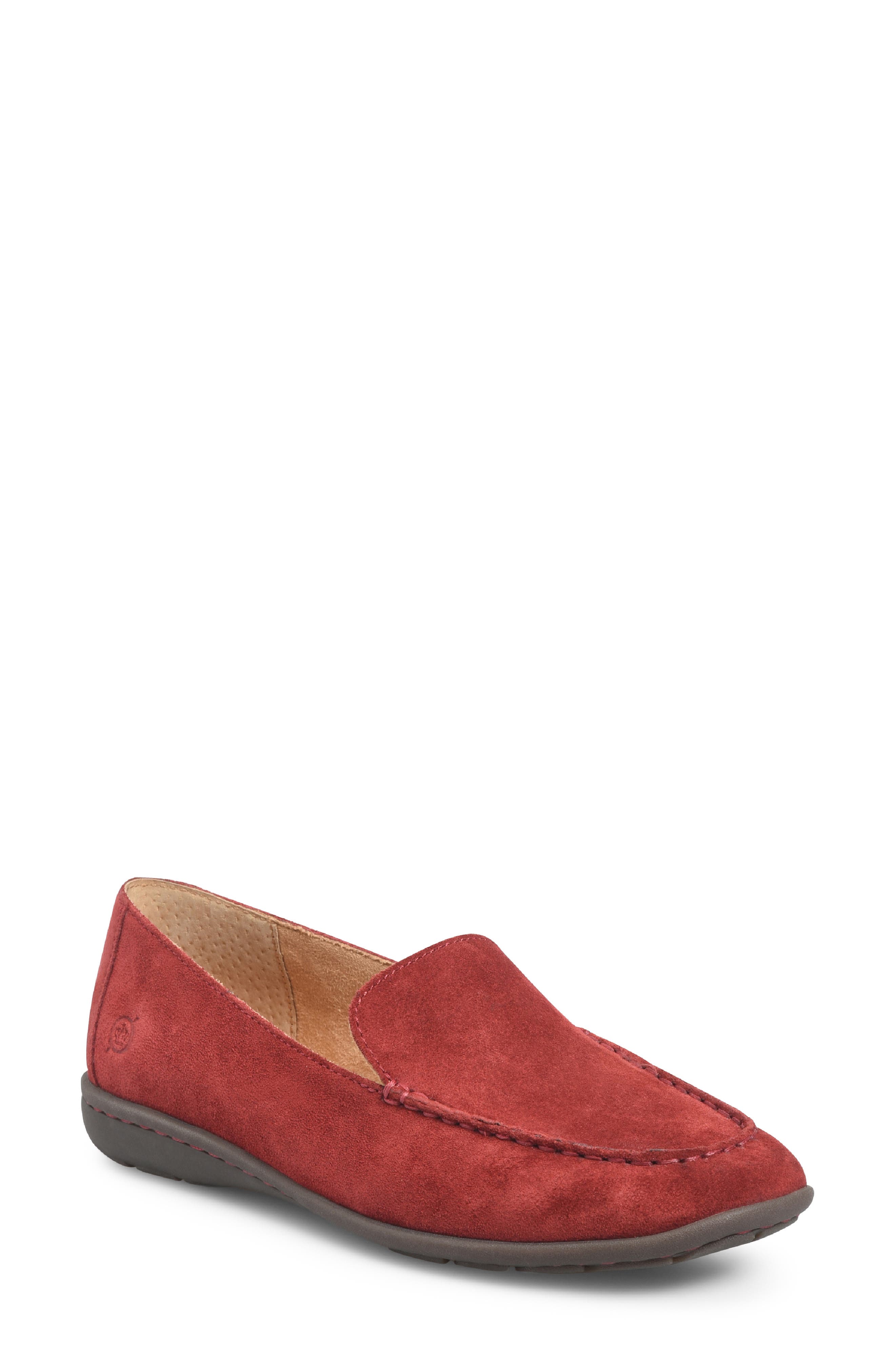 Fawn Loafer, Main, color, RED SUEDE
