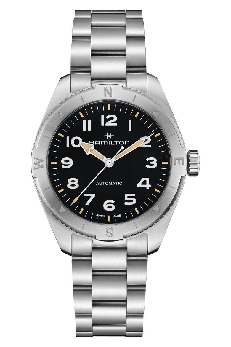 Khaki Field Expedition Automatic Bracelet Watch, 41mm, Main, color, BLACK