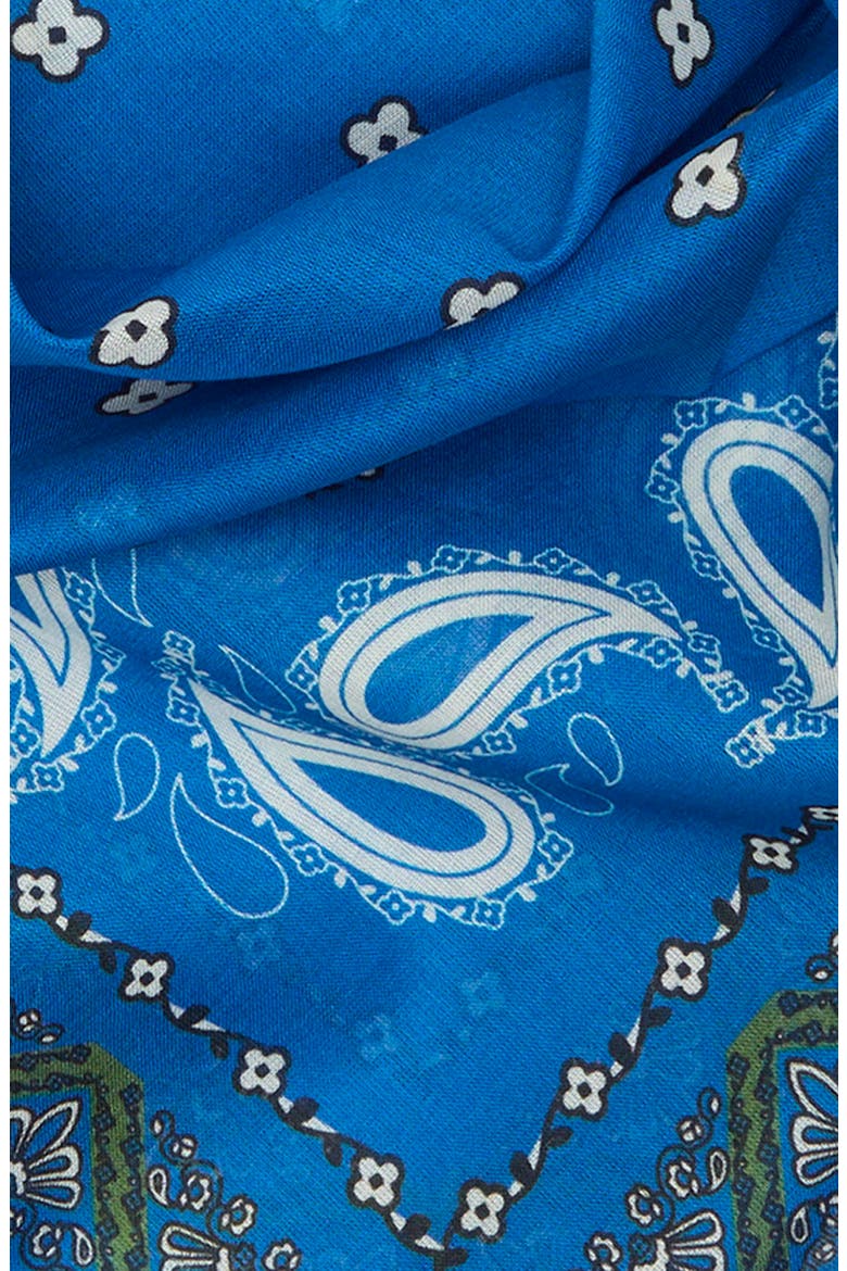 Square Cotton Bandana, Alternate, color, BLUE PAISLEY