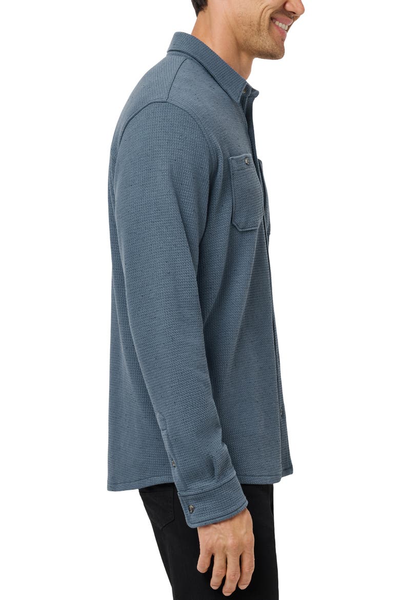Cloud Waffle Knit Button-Up Shirt, Alternate, color, BERING SEA