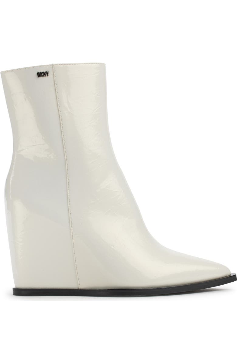 DKNY Iris Pointed Toe Wedge Bootie, Alternate, color, White