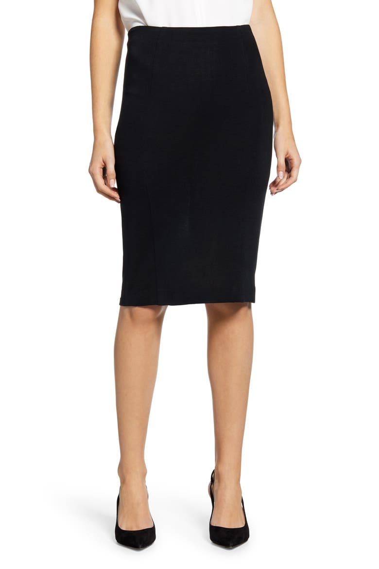Knit Pencil Skirt, Main, color, BLACK