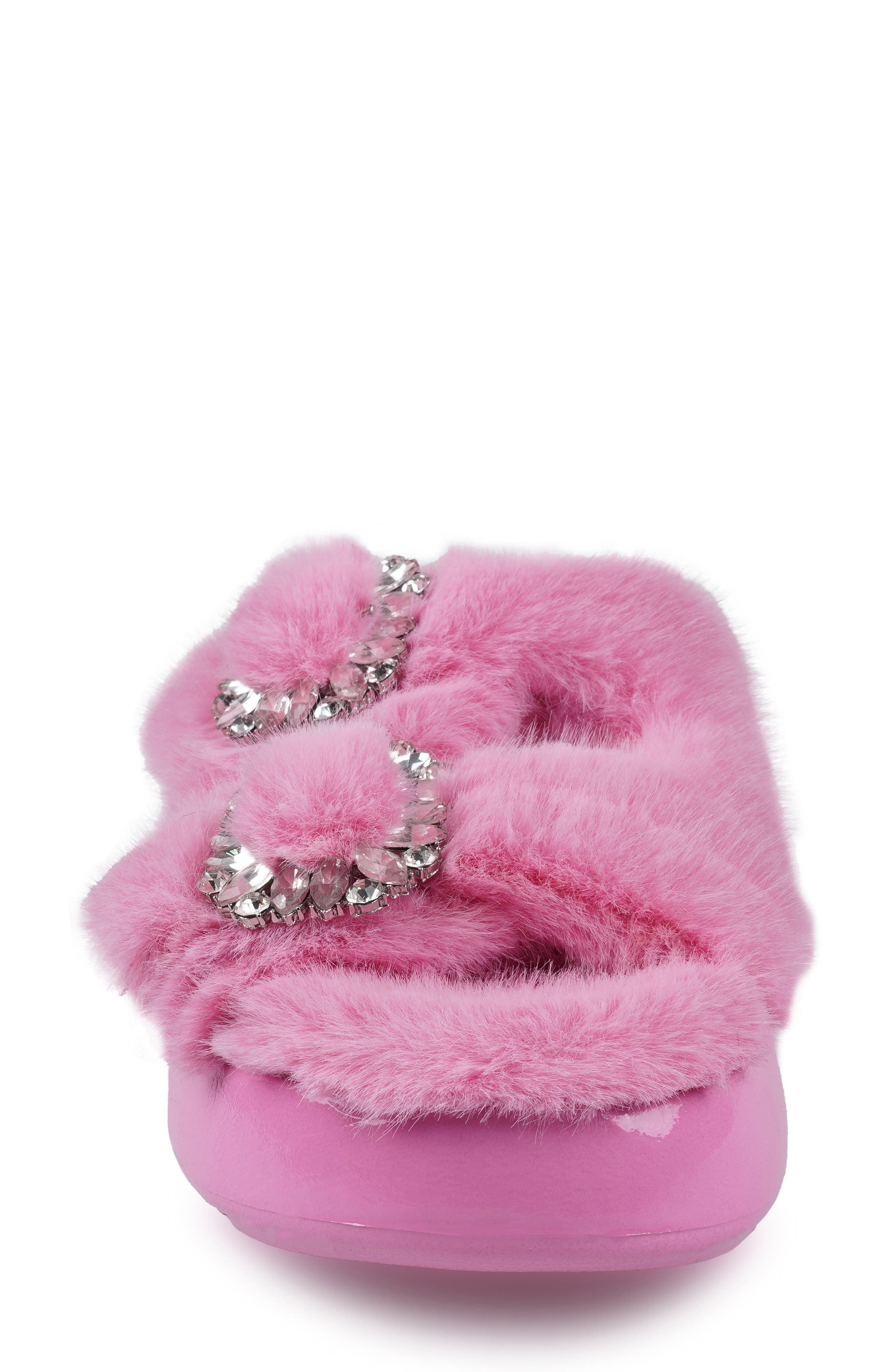 Fly Faux Fur Platform Slide Sandal, Alternate, color, PINK