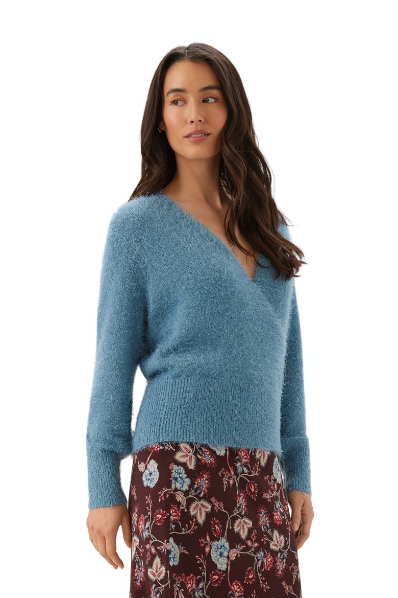 Eyelash Wrap Sweater, Alternate, color, CORNFLOWER BLUE