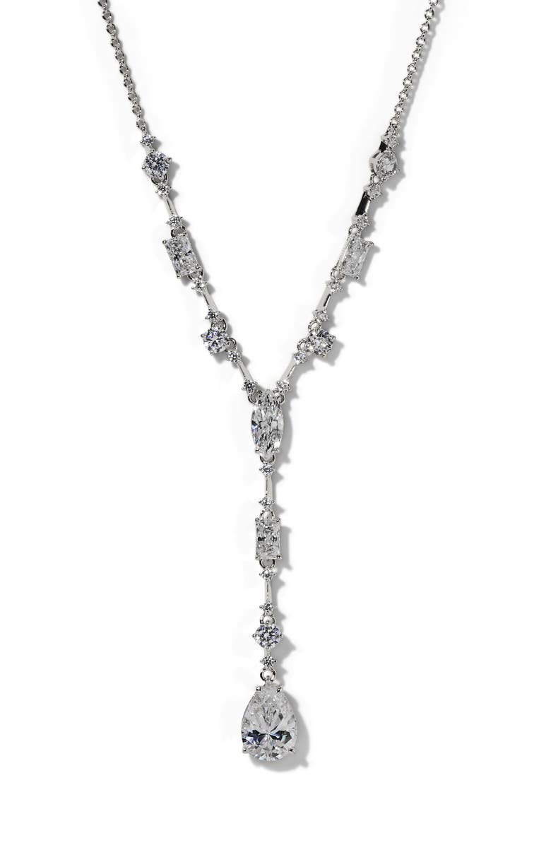Nadri Everleigh Cubic Zirconia Y-Necklace, Main, color, Rhodium