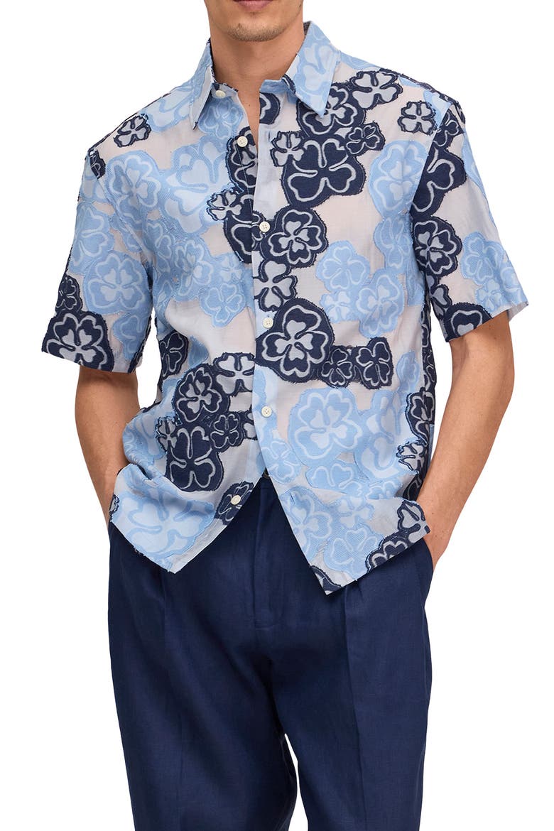 Freddy Floral Short Sleeve Button-Up Shirt, Main, color, BLUE MULTI