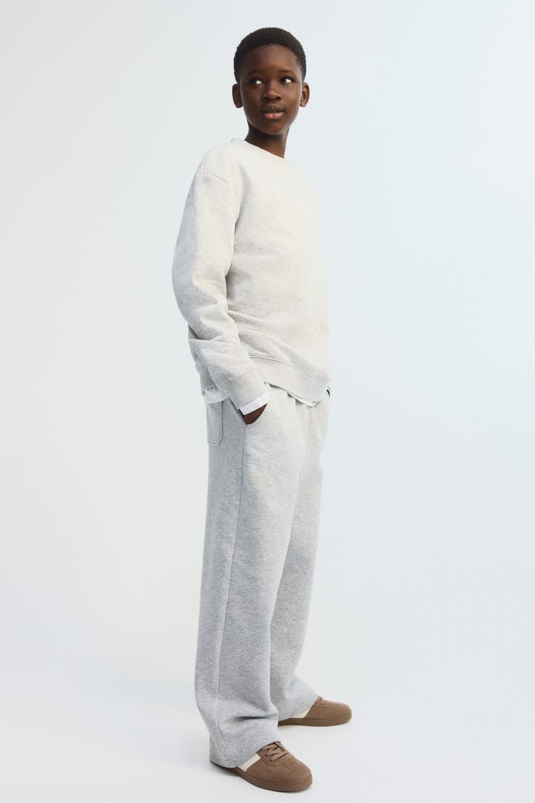 Wide-leg Brushed-inside Joggers, Main, color, Light gray melange