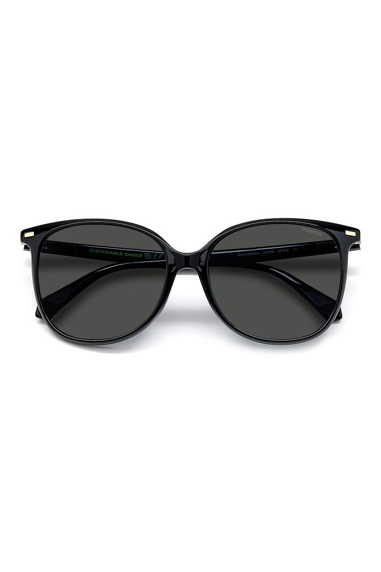 57mm Polarized Cat Eye Sunglasses, Alternate, color, BLACK / GRAY POLARIZED