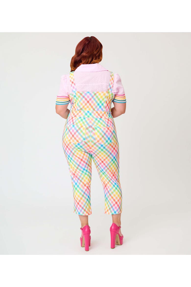 Plus Size 1970s Eartha Jumpsuit, Alternate, color, White Rainbow Gingham