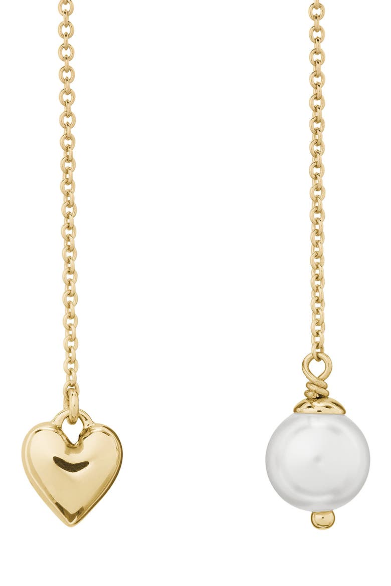chain reaction mismatched threader earrings, Alternate, color, CREAM
