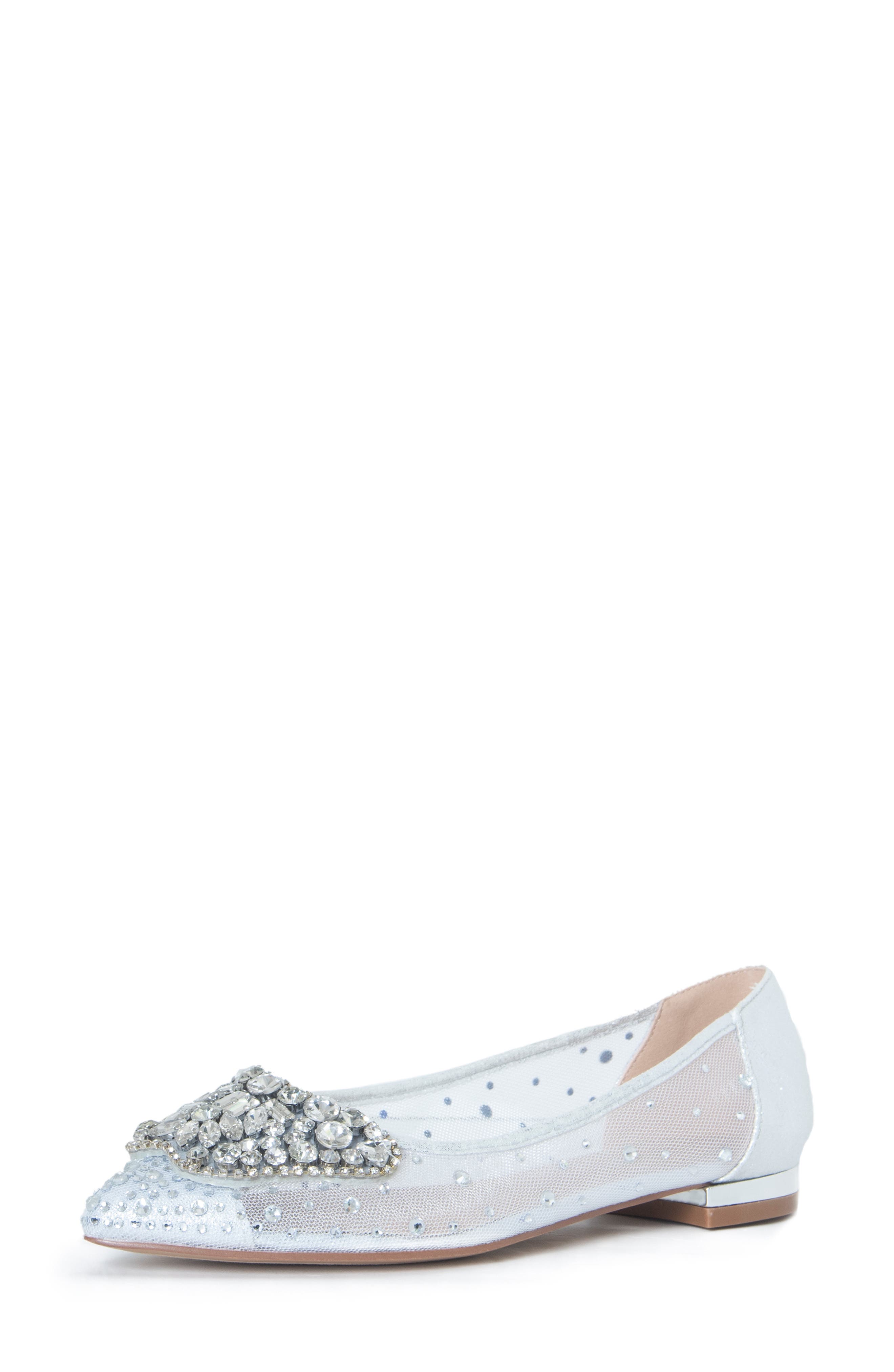 Lauren Lorraine Cool Embellished Pointed Toe Flat, Alternate, color, Silver