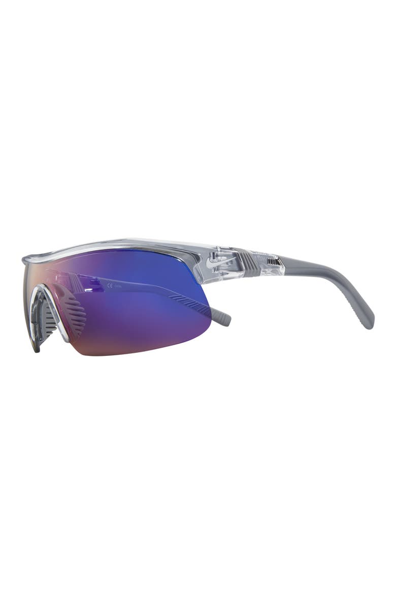 Show X1 58mm Wraparound Sunglasses, Alternate, color, SHINY WOLF GREY/ BLUE MIRROR