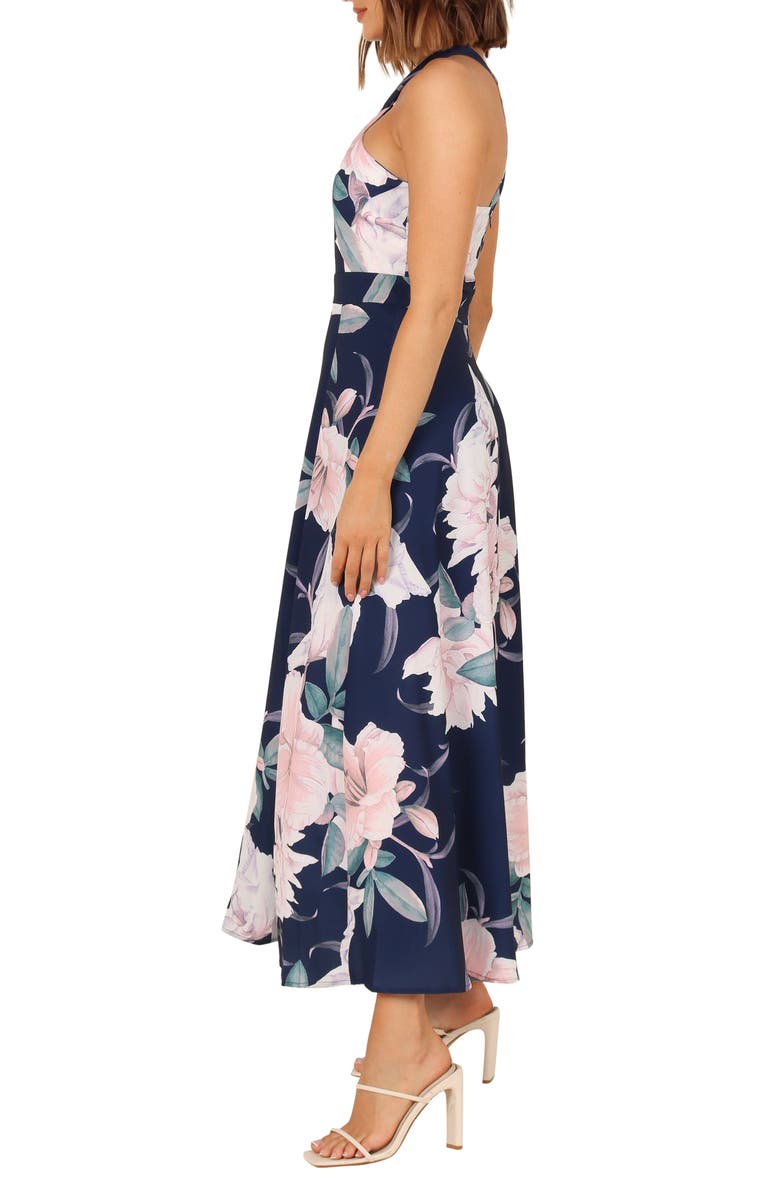 Petal & Pup Miara Floral Print Halter Dress, Alternate, color, Navy