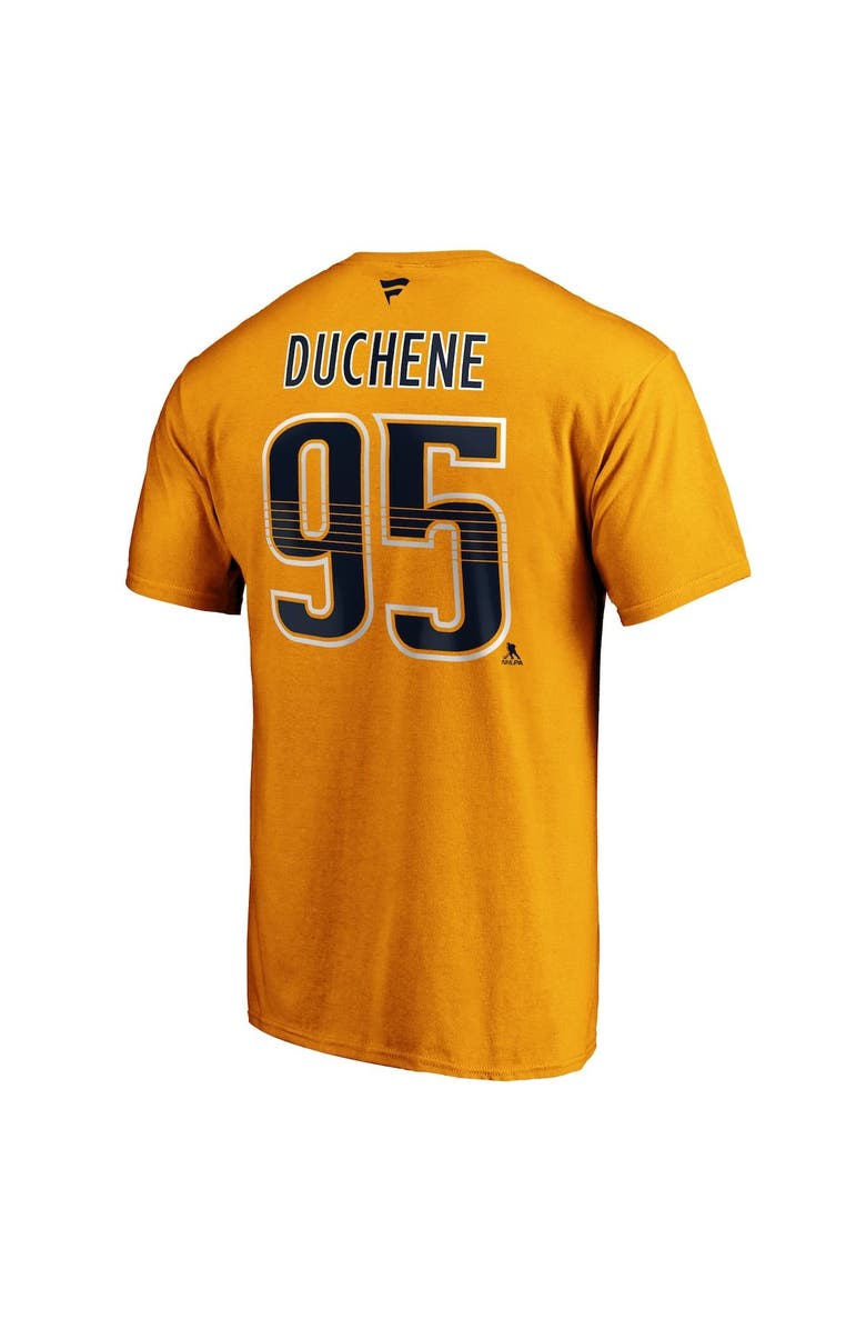 FANATICS Men's Fanatics Branded Matt Duchene Gold Nashville Predators Player Authentic Stack Name & Number T-Shirt, Alternate, color,