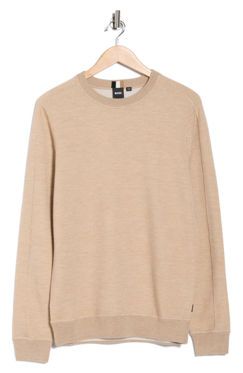 BOSS Onore Virgin Wool Sweater, Alternate, color, Medium Beige