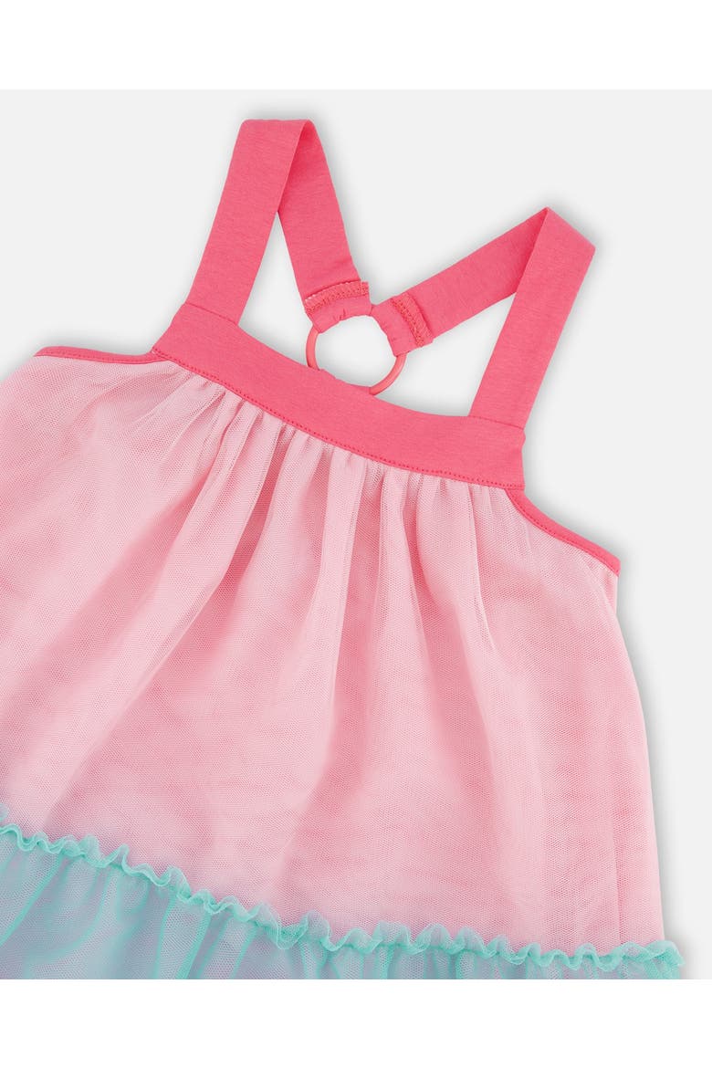 Sleeveless A-line Mesh Dress, Alternate, color, Pink and Blue