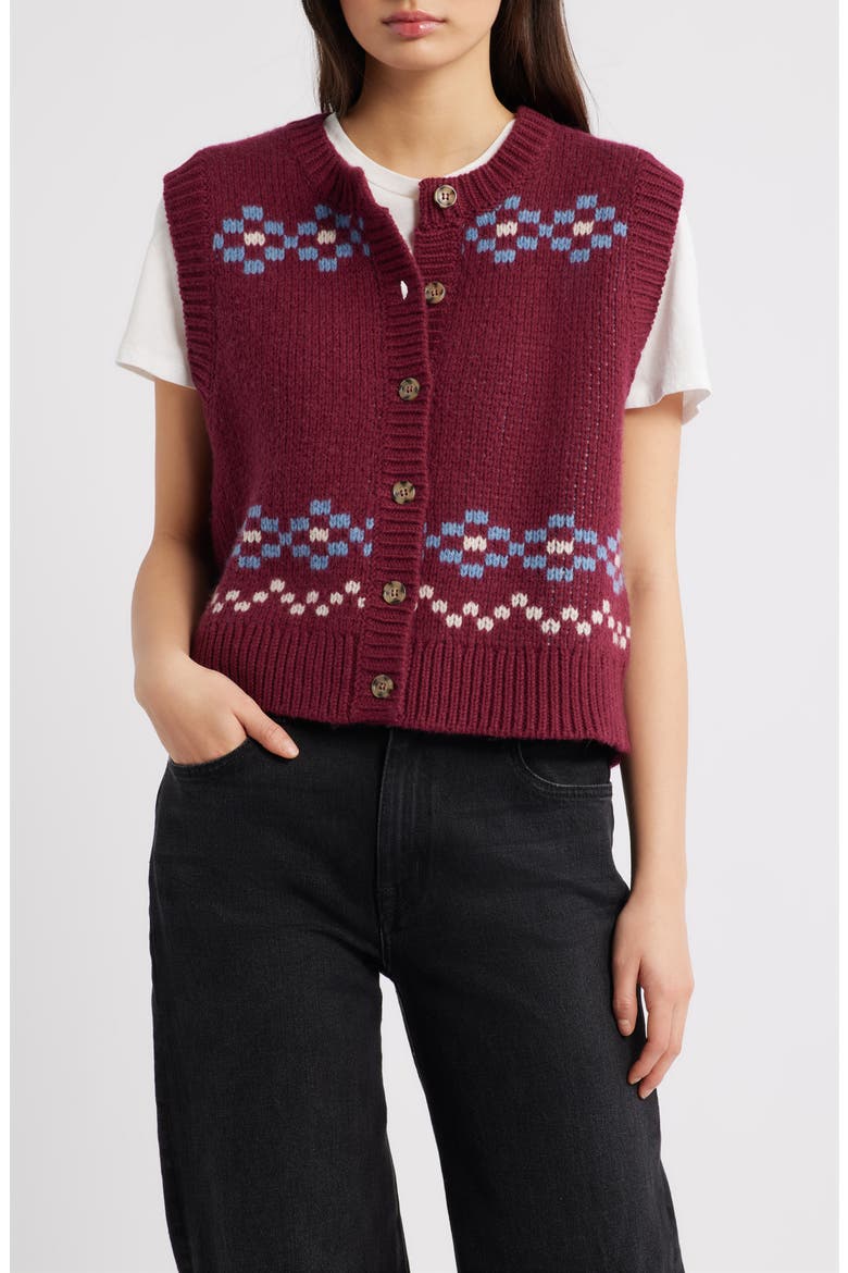 Sofie Wool Sweater Vest, Main, color, BURGUNDY