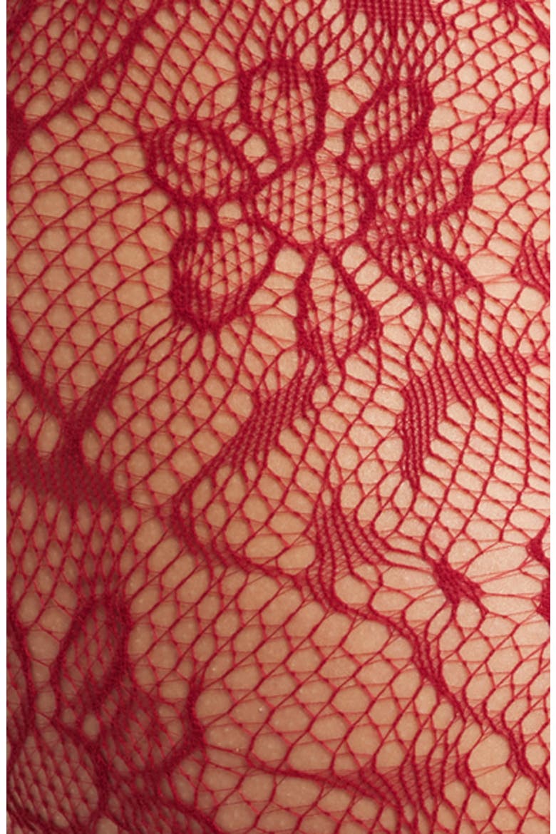 Venise Lace Fishnet Tights, Alternate, color, RED WINE