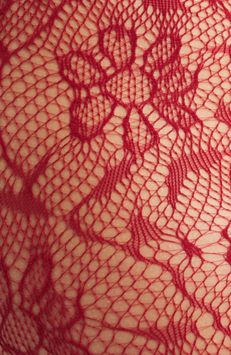 HIGH HEEL JUNGLE Venise Lace Fishnet Tights, Alternate, color, Red Wine