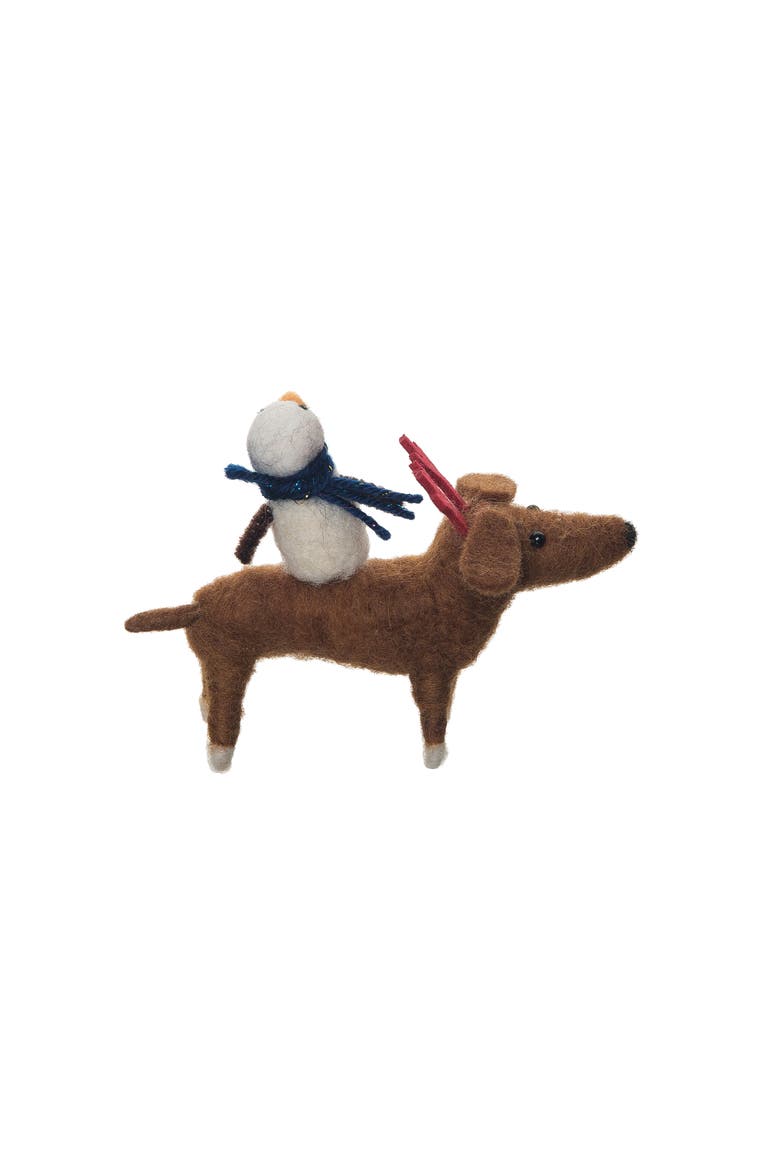 Dog Snowman Figurine, Alternate, color, Brown