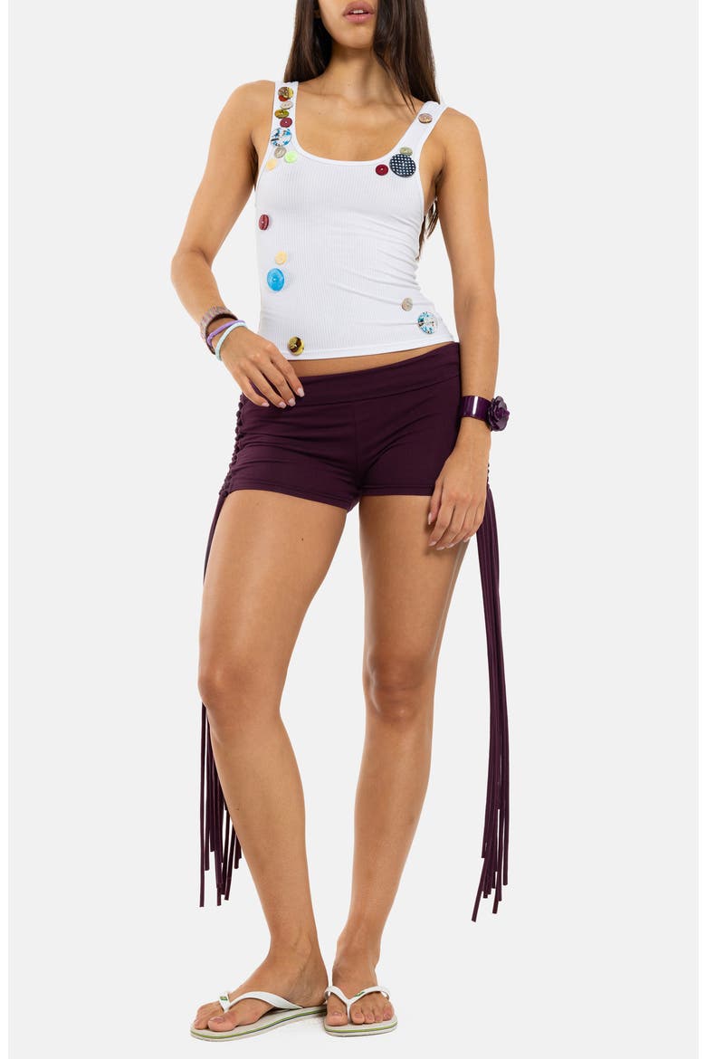 Button Detail Rib Tank, Alternate, color, WHITE