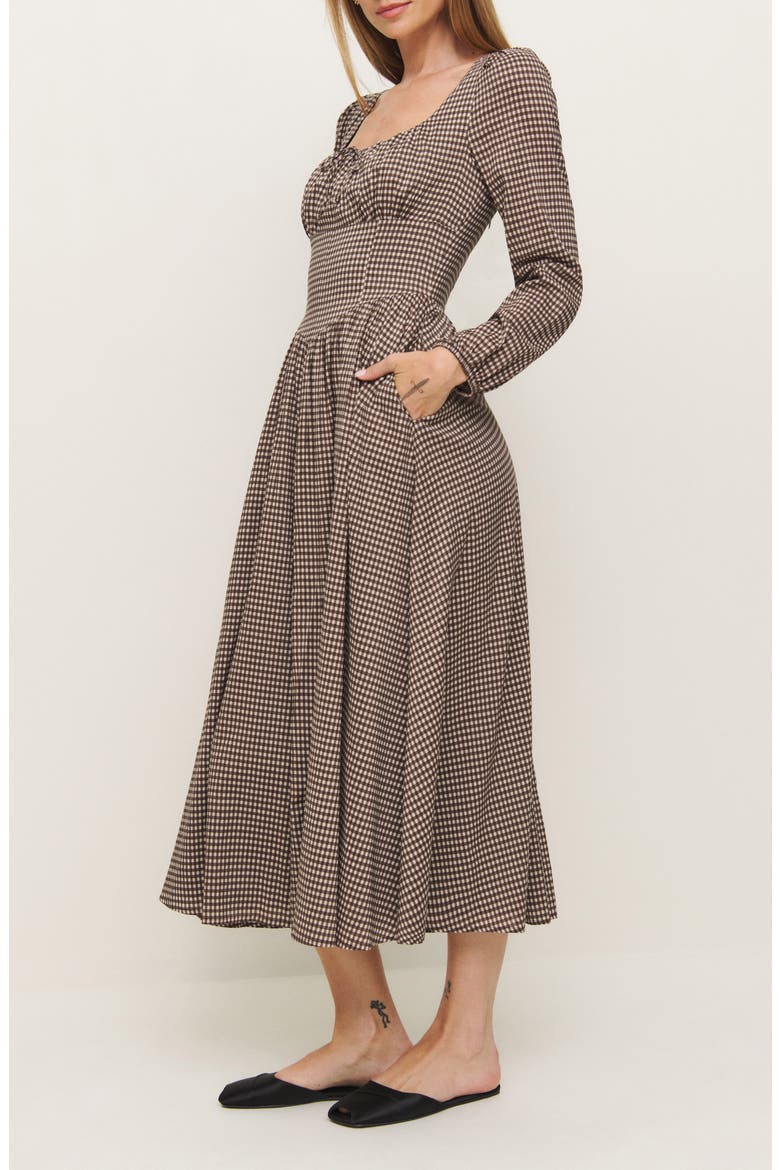 Oria Gingham Long Sleeve Organic Cotton Maxi Dress, Alternate, color, TARTINE CHECK