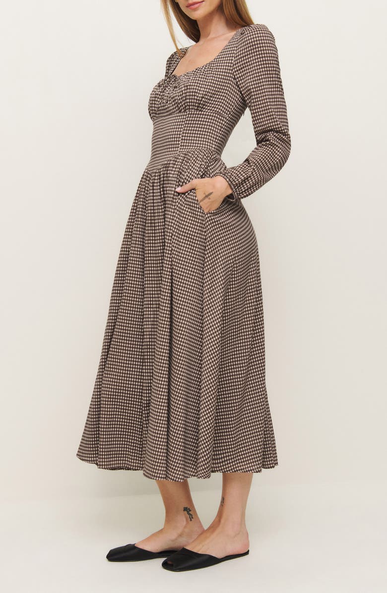 Reformation Oria Gingham Long Sleeve Organic Cotton Maxi Dress, Alternate, color, 