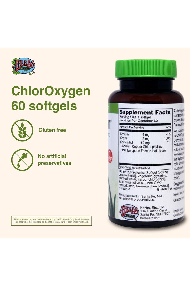 ChlorOxygen Chlorophyll Concentrate - Aids Healthy Blood Circulation - High-Altitude Environment Support - Energy Support - 60 Softgels, Alternate, color, No Color